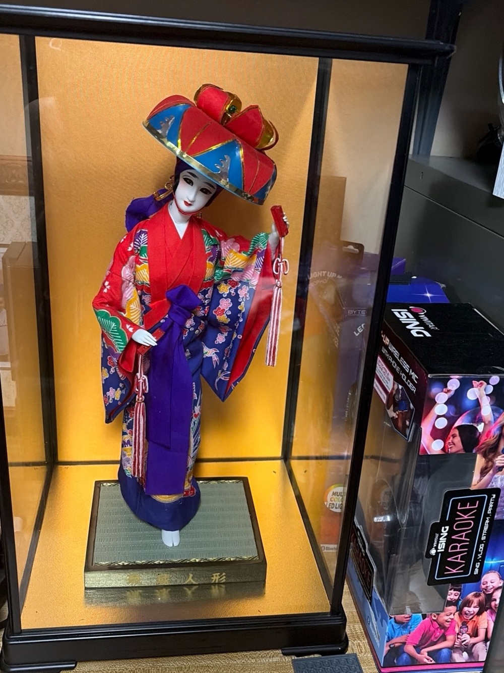 Japanese Ryukyu Doll in Red and Purple Kimono With Case Both included